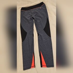 U.S. Polo Assn. Active Leggings With Mesh Cut-Out Heather Blue, Orange, Sz L